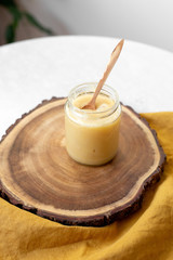 Vegan coconut condensed milk in jar