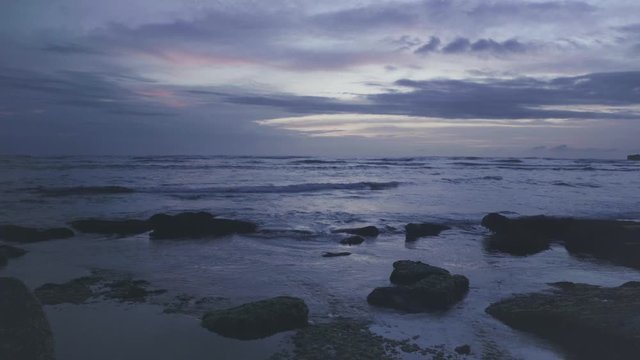 4K video ocean coast nature at the dask time