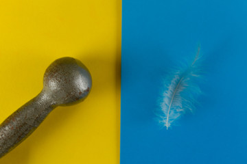 Dumbbells and feather