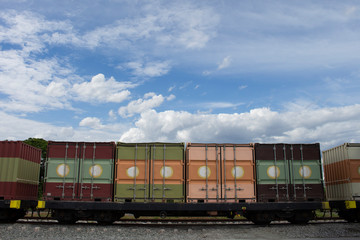 Fototapeta premium Obsolete cargo railway wagon in side view.