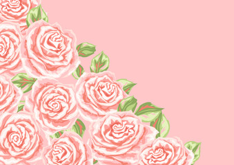 Background or card with pink roses.