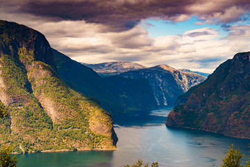 Fjord landscape Aurlandsfjord in Norway