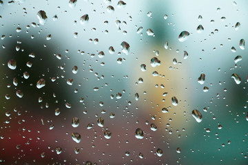Rain drops on window glass