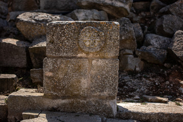 Cross from an ancient Samaritan church on Mount Gerizim in Israel