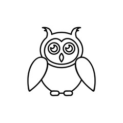 Vector owl. Cute owl cartoon character made in line art style. Black simple vector icon. Symbol, logo illustration. Pixel perfect
