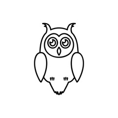 Vector owl. Cute owl cartoon character made in line art style. Black simple vector icon. Symbol, logo illustration. Pixel perfect