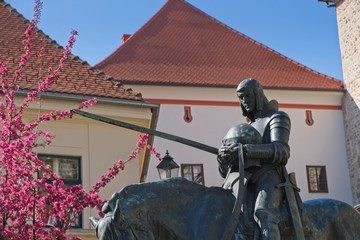 Close view of Statue of St. George and the Dragon, Zagreb, Croatia