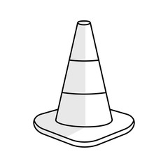 Traffic cone icon. For under construction, road work and construction works. Isolated on white background. Vector illustration.
