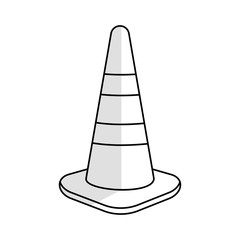 Traffic cone icon. For under construction, road work and construction works. Isolated on white background. Vector illustration.
