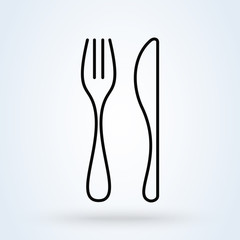 Fork and knife. linear Simple modern icon design illustration