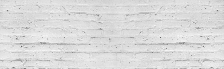 White brick wall texture for background, Panoramic background.