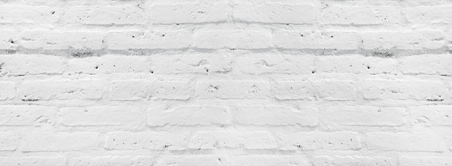 White brick wall texture for background, Panoramic background.