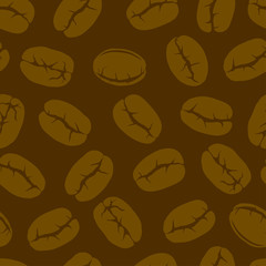 Coffee theme. Coffee beans seamless pattern in shades of raw umber