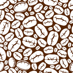 Coffee theme. White coffee beans seamless pattern