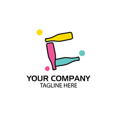 C bottle stock logo template., flat design. letter C, colorful.