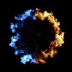 Fire concept design on black gackground. Illustration.