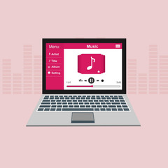 Laptop with ui Music modern app user interface design