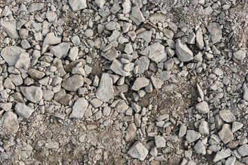 Gray gravel stones for the underground in road construction