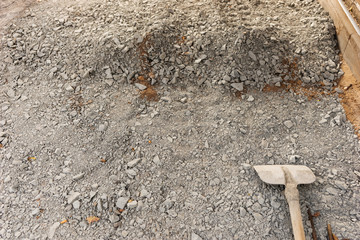 Gray gravel stones for the underground in road construction