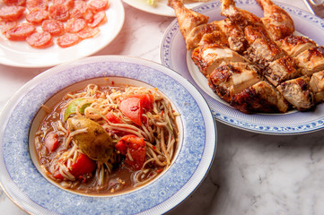 spicy Thai salad with grilled chicken