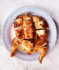 grilled chicken on table.