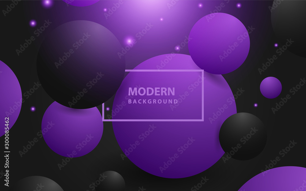 Aufkleber abstract realistic black and purple sphere surface with light sparkle element. vector design templat