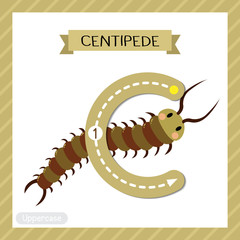 Letter C uppercase tracing. Centipede