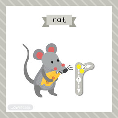Letter R lowercase tracing. Rat holding cheese