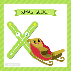 Letter X uppercase tracing. Xmas Sleigh