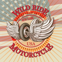Vintage motorcycle label.America motorcycle typography.