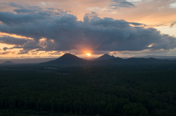 Glass House Mountains at sunset