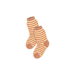 Pair of socks. Hand painted image isolated on a white background.