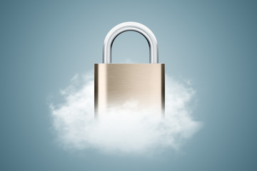Cloud with padlock, data protection concept