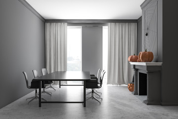 Dining room with halloween decorations