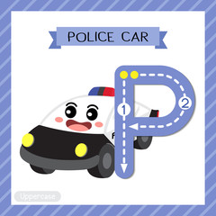 Letter P uppercase tracing. Police Car