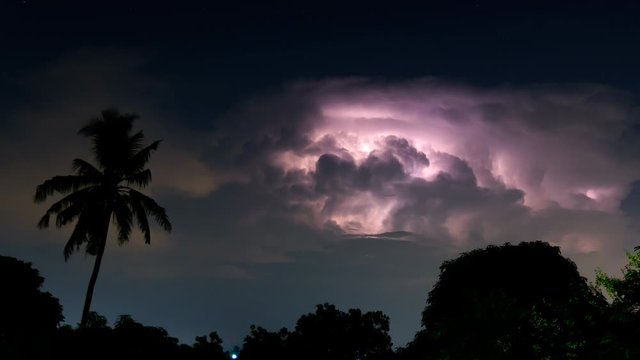 Timelapse of Dark cloud storm with thunder before raining