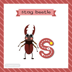 Letter S lowercase tracing. Stag Beetle