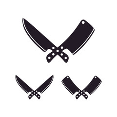 Knife and Cleaver Cross sign for Butcher / Meat Logo Design