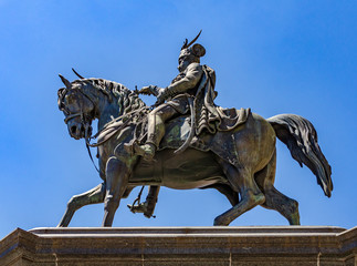 Ban Josip Jelacic monument in the central square in Zagreb, Croatia.