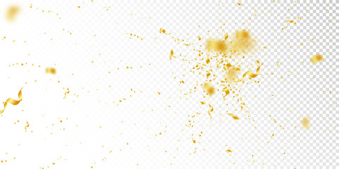 Streamers and confetti. Gold tinsel and foil ribbo