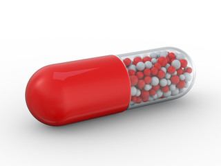 Many colorful pills isolated on white. 3D