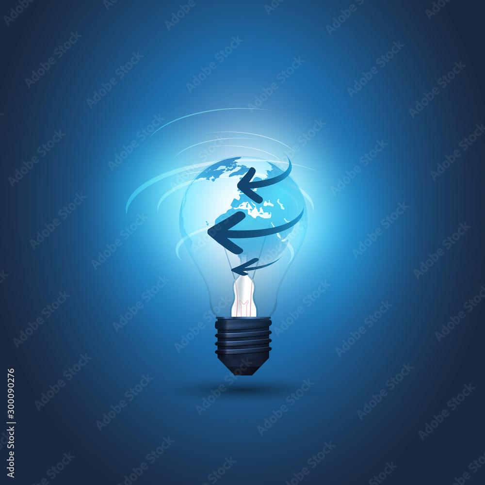 Poster abstract cloud computing, electric and global network connections concept design with earth globe in