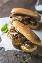Sandwich with Fried Mushrooms and Onions