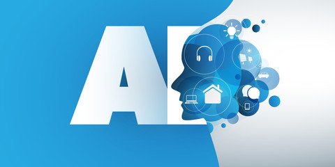 Abstract Technology, Machine Learning, Artificial Intelligence, Cloud Computing, Automated Online Support Assistance Design Concept