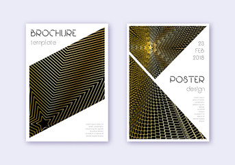 Triangle cover design template set. Gold abstract 