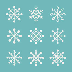 Naklejka na ściany i meble Minimalist hand drawn snowflake icons. Christmas elements. Vector