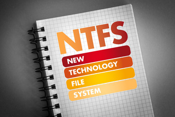 NTFS - New Technology File System acronym, technology concept background