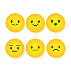 Set of cute smiley emoticons, emoji flat design, vector illustration.