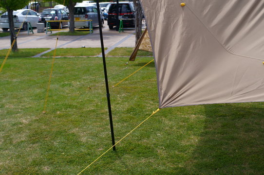 Blurred image of campsite tent