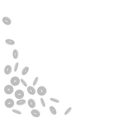 Chinese yuan coins falling. Scattered black and wh